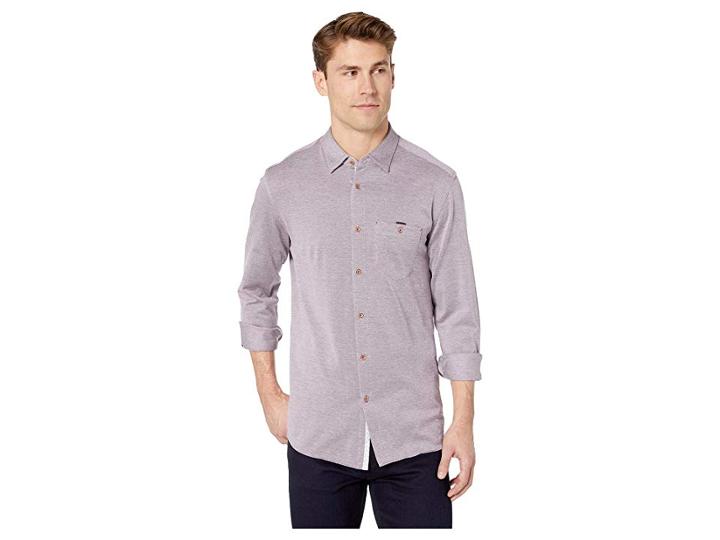 Ted Baker Timothy Long Sleeve Jersey Shirt (purple) Men's Clothing