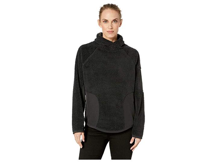 Nike Long Sleeve Pullover Sherpa Top (black/black) Women's Workout