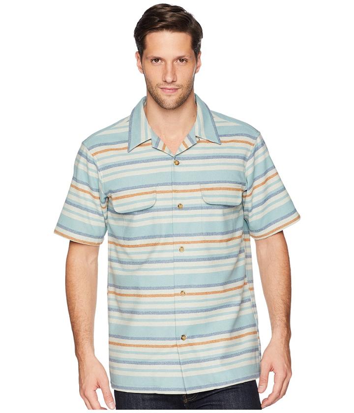 Pendleton Short Sleeve Striped Board Shirt (aqua Horizon Stripe) Men's Clothing