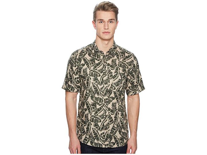 Bldwn Vista Palm Leaf Short Sleeve Shirt (green) Men's Short Sleeve Button Up