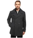 Marc New York By Andrew Marc Cushing Pressed Wool Peacoat W/ Removable Quilted Bib (charcoal) Men's Coat