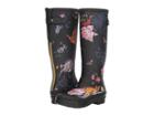 Joules Tall Welly Print (black Woodland Floral) Women's Rain Boots