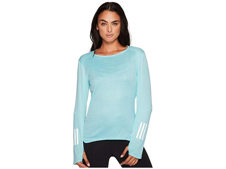 Adidas Response Long Sleeve Tee (energy Aqua) Women's Long Sleeve Pullover