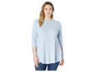B Collection By Bobeau Plus Size Brushed Babydoll Hemline Knit (brunerra Blue) Women's Sweater