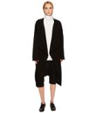 Y's By Yohji Yamamoto Big Long Cd B Drape Front Lamb Wool Cardigan (black) Women's Sweater