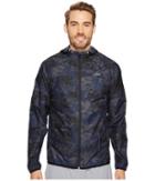 Lacoste All Over Printed Ripstop Hoodie Jacket (black/graphite/ocean) Men's Coat