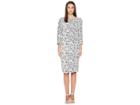 Adam Lippes Printed Crepe Boat Neck Dress W/ Balloon Sleeve (ivory/peach Multi) Women's Dress