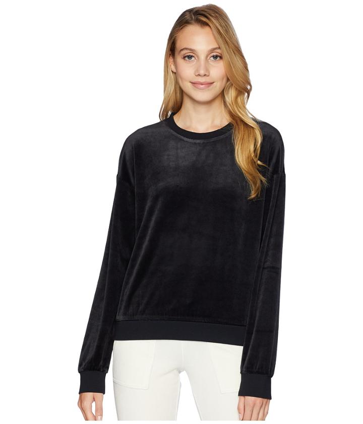 Juicy Couture Lightweight Velour Pullover (pitch Black) Women's Clothing