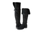 Frye Tamara Shearling Over The Knee (black Water Resistant Suede/shearling) Women's Pull-on Boots