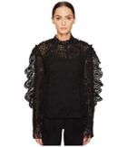 Preen By Thornton Bregazzi Lace Organza Top (black) Women's Dress