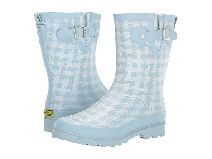 Western Chief Grunge Gingham Mid (cornflower) Women's Rain Boots