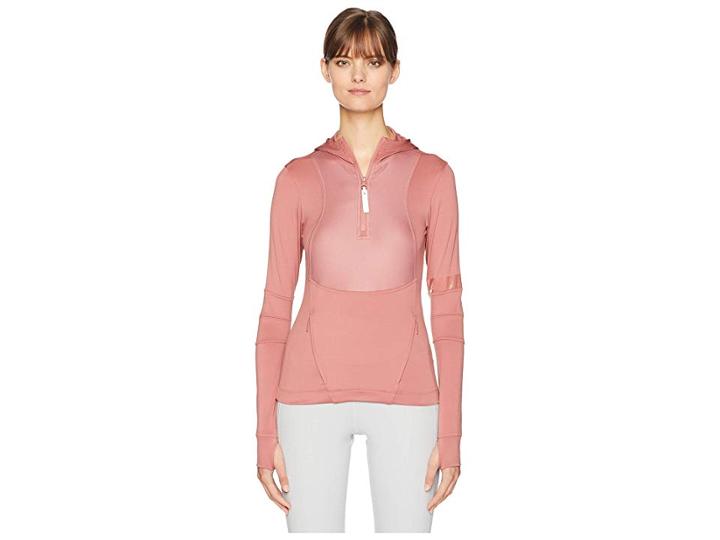 Adidas By Stella Mccartney Run Hooded Long Sleeve Dm7158 (cofee Rose) Women's Clothing