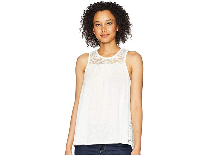 Cruel Lace Back/yoke Jersey Tank Top (white) Women's Sleeveless