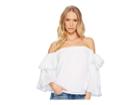 1.state Off Shoulder Bell Sleeve Tipped Blouse (ultra White) Women's Blouse