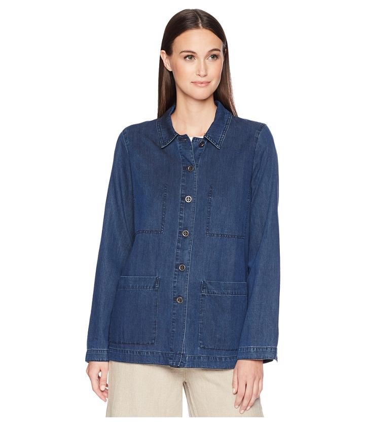 Eileen Fisher Classic Collar Jacket (midnight) Women's Coat