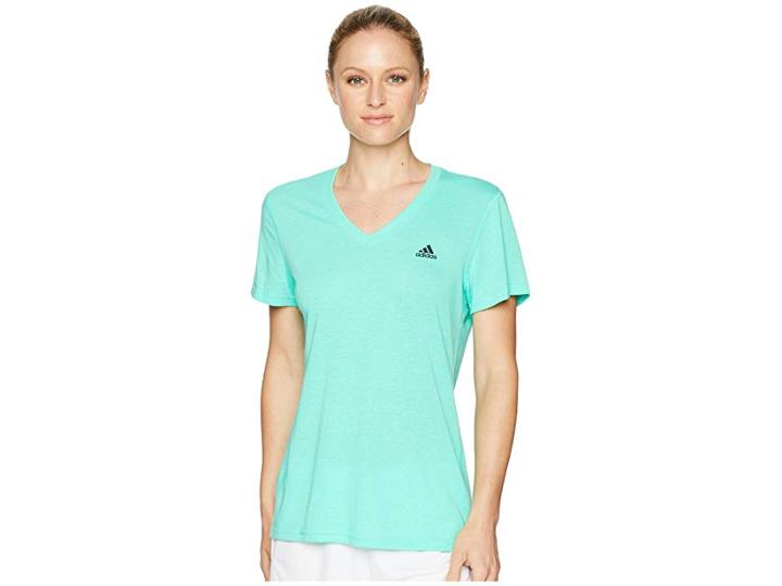 Adidas Ultimate V-neck Tee (hi-res Green) Women's Short Sleeve Pullover