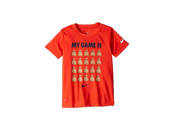 Nike Kids My Game Is Money Short Sleeve T-shirt (little Kids) (habanero Red) Boy's Clothing