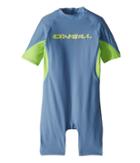 O'neill Kids O'zone Uv Spring Wetsuit (infant/toddler/little Kids) (dusty Blue/lime/white) Boy's Wetsuits One Piece