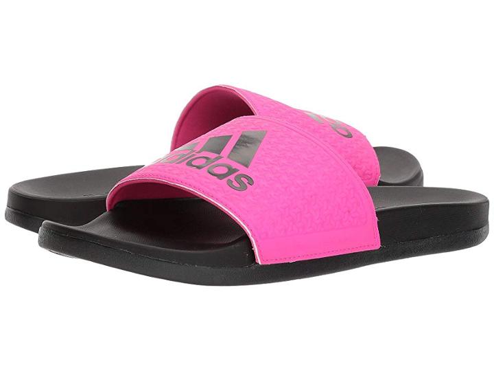 Adidas Kids Adilette Sc Plus Logo (little Kid/big Kid) (black/shock Pink/shock Pink) Girls Shoes