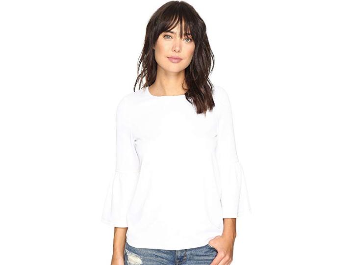 Kensie Stretchy Crepe Tees Top Ks3k3387 (white) Women's T Shirt