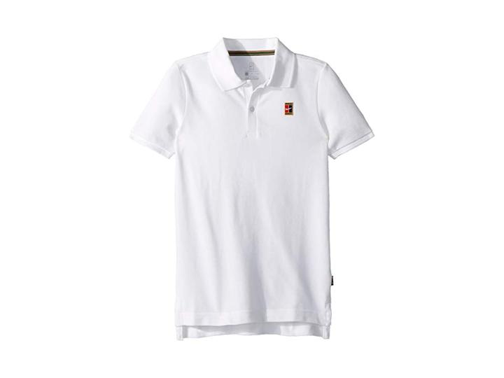 Nike Kids Court Heritage Tennis Polo (little Kids/big Kids) (white/white) Boy's Clothing