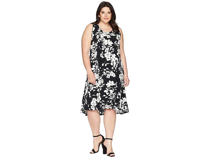 Karen Kane Plus Plus Size High-low Hem Dress (black/off-white) Women's Dress