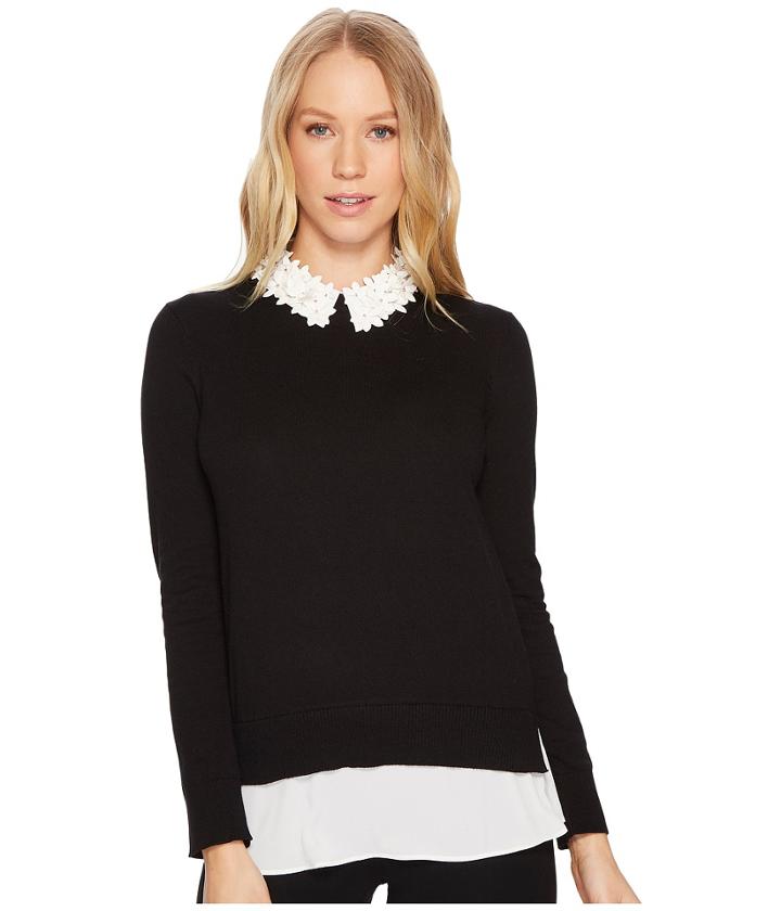 Ted Baker Nansea Floral Collar Mockable Jumper (black) Women's Sweater