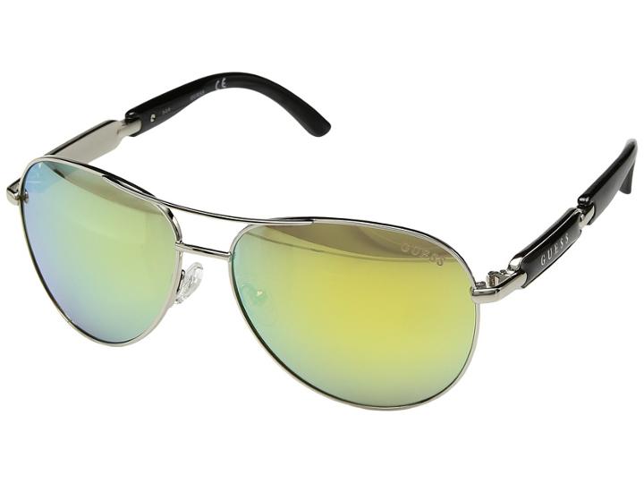 Guess Gu7295 (shiny Light Nickeltin/green Mirror) Fashion Sunglasses