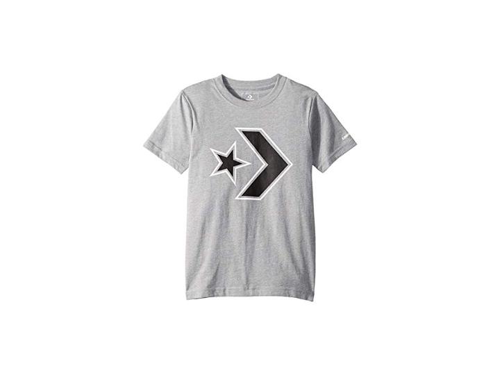 Converse Kids Outlined Star Chevron Tee (big Kids) (dark Grey Heather) Boy's T Shirt