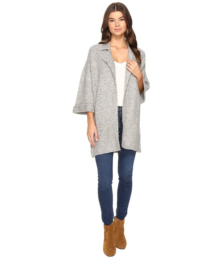 Mavi Jeans Collared Cardi (grey Melange) Women's Sweater