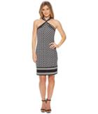 Michael Michael Kors Rope Twist Neck Border Dress (black/white) Women's Dress