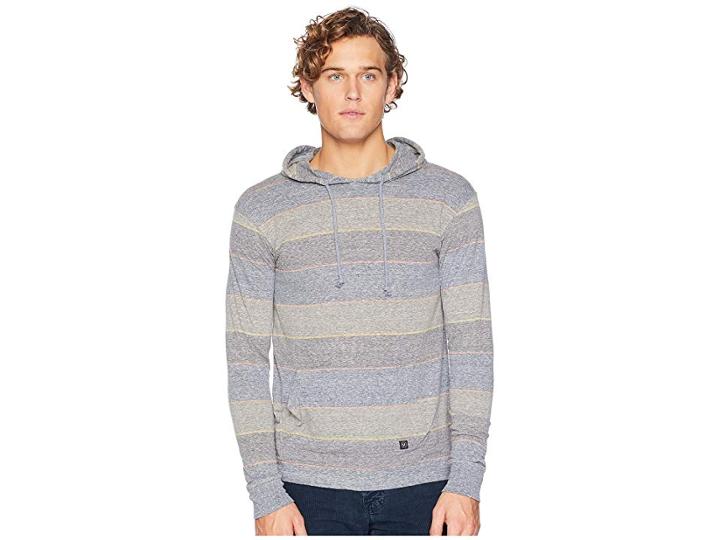 Vissla Blockhead Long Sleeve Hoodie (dark Denim) Men's Clothing