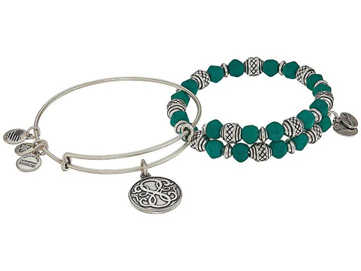 Alex And Ani Path Of Life Set Of 2 Bracelet (rafaelian Silver) Bracelet