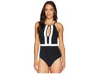 Jets Swimwear Australia Classique High Neck One-piece (black/white) Women's Swimsuits One Piece