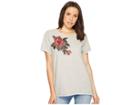 Romeo & Juliet Couture Flower Patch Short Sleeve Top (heather Grey) Women's Clothing