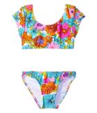 Hobie Kids Fleur To Love Bow Crop Top And Hipster (big Kids) (multi) Girl's Swimwear Sets