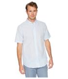 Chaps Short Sleeve Cotton Linen Woven Shirt (florida Blue) Men's Clothing