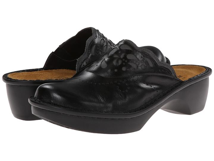 Naot Havana (black Madras Leather/shadow Grey Nubuck) Women's Clog Shoes