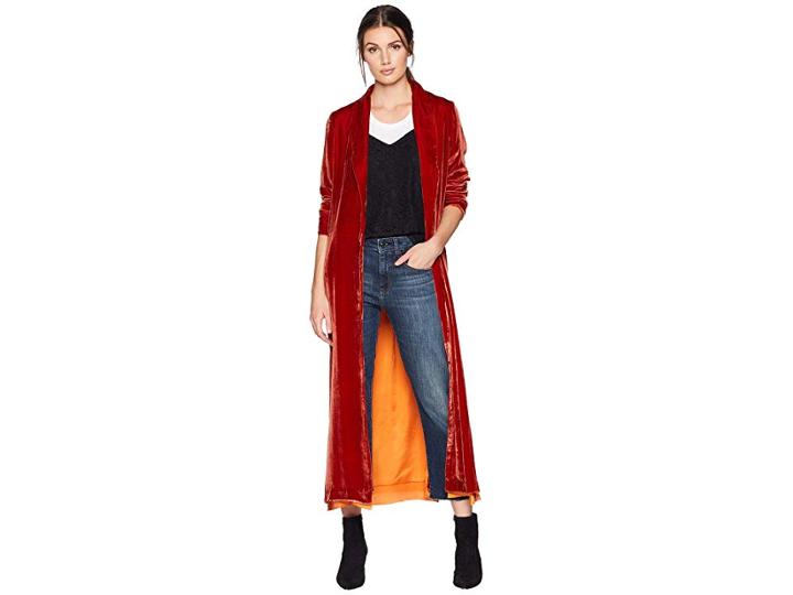 For Love And Lemons Nadine Velvet Coat (rust) Women's Coat