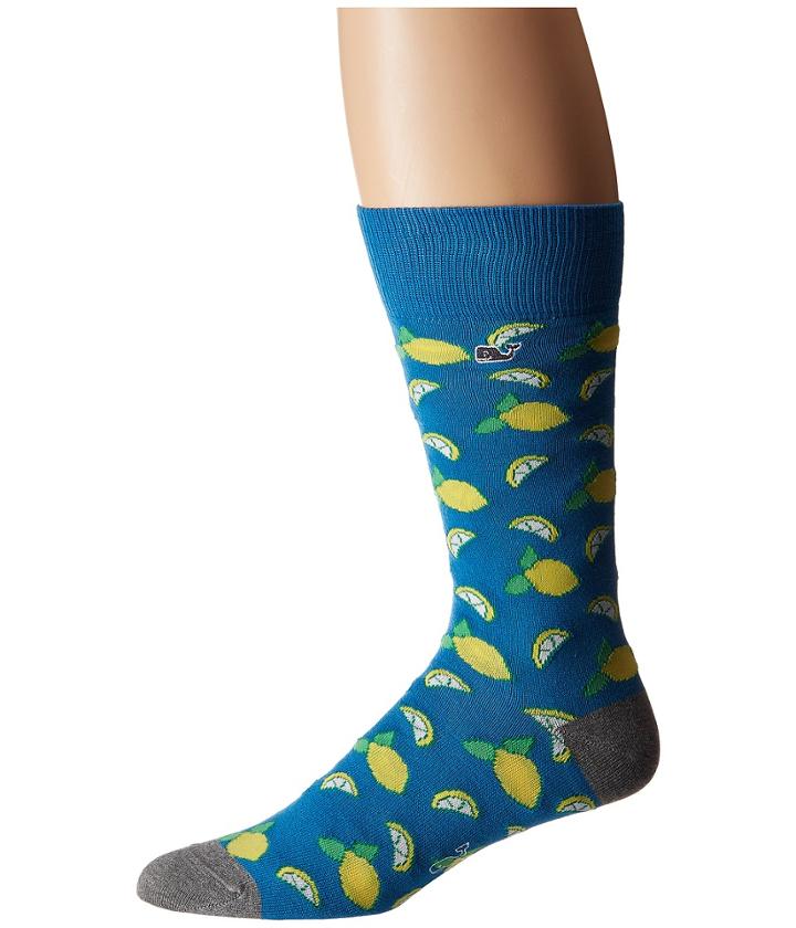 Vineyard Vines Lemons Icon Socks (maui Blue) Men's Low Cut Socks Shoes