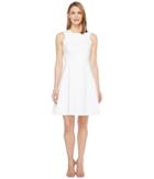 Calvin Klein Square Armhole Fit Flare Dress (white) Women's Dress
