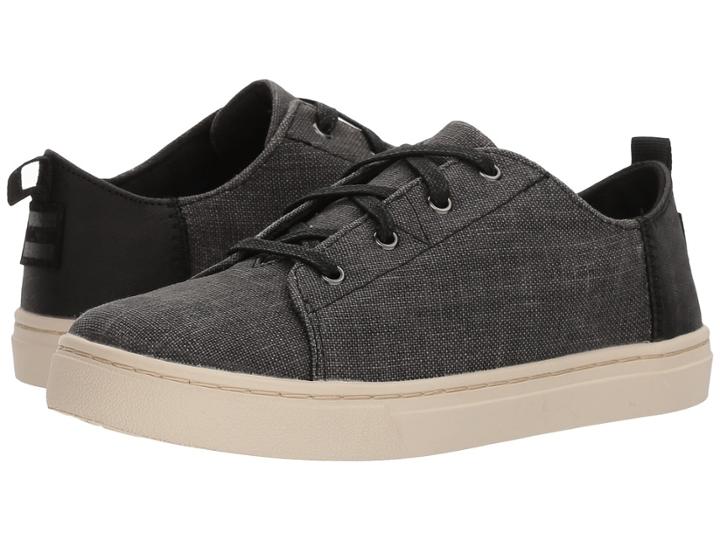 Toms Kids Lenny (little Kid/big Kid) (black Coated Linen) Kid's Shoes