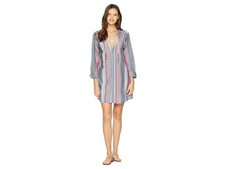 Tavik Haven Long Sleeve Mini Dress (berry Stripe) Women's Dress