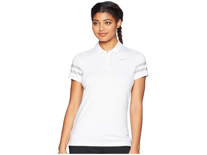 Nike Golf Dry Polo Short Sleeve Print (white/atmosphere Grey/flint Silver) Women's Clothing