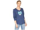 Life Is Good Long Sleeve Sleigh Love Crusher Vee (darkest Blue) Women's Clothing