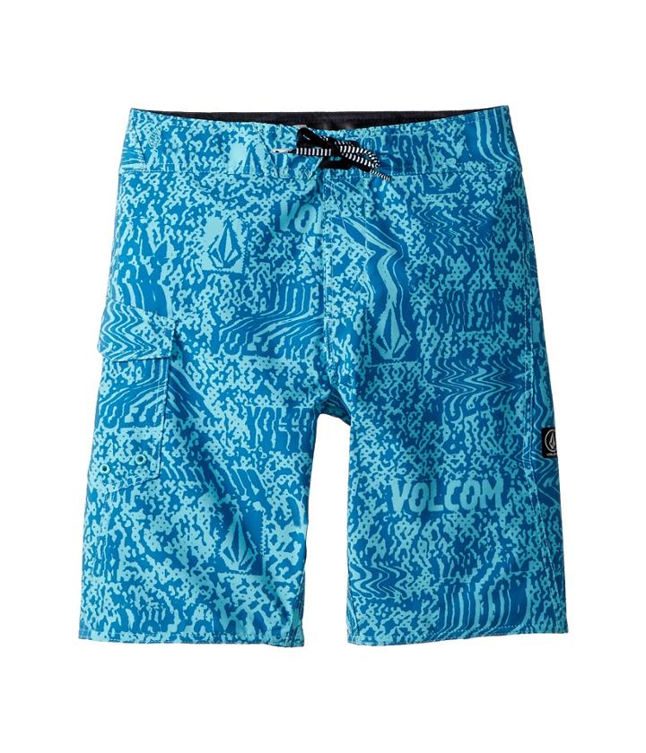 Volcom Kids Logo Plasm Mod Boardshorts (big Kids) (bright Turquoise) Boy's Swimwear