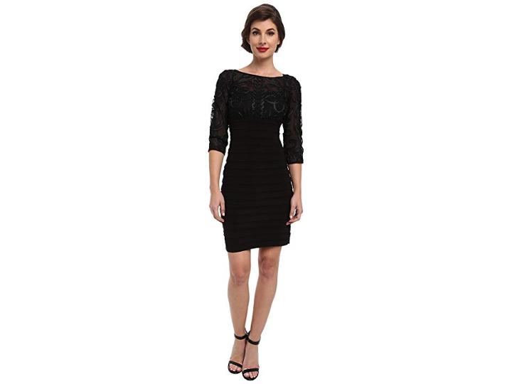 Adrianna Papell Passementary Emb Banded Dress (black) Women's Dress