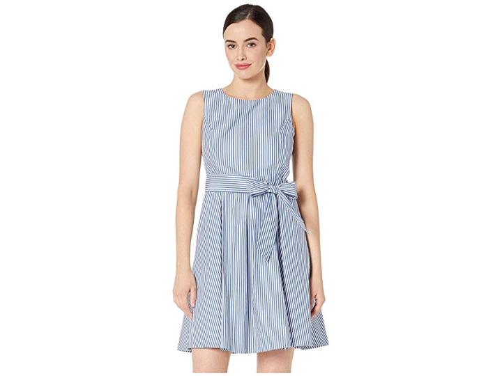 Pappagallo Princess Seam Dress W/ Pleat Flare Skirt And Sash