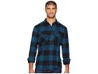 Brixton Bowery Lightweight Long Sleeve Flannel (black/teal) Men's Clothing
