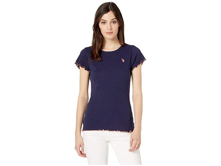 U.s. Polo Assn. Solid Lettuce Edge T-shirt (evening Blue) Women's T Shirt